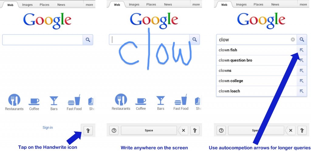 Google Handwrite - Hacer una búsqueda
