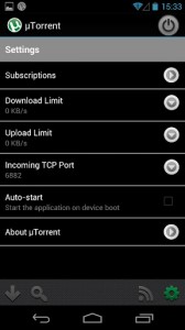 uTorrent para Android - Opciones