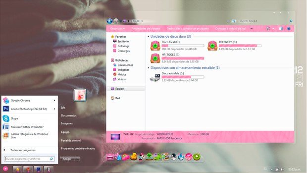 5 temas gratuitos de color rosa para Windows 7